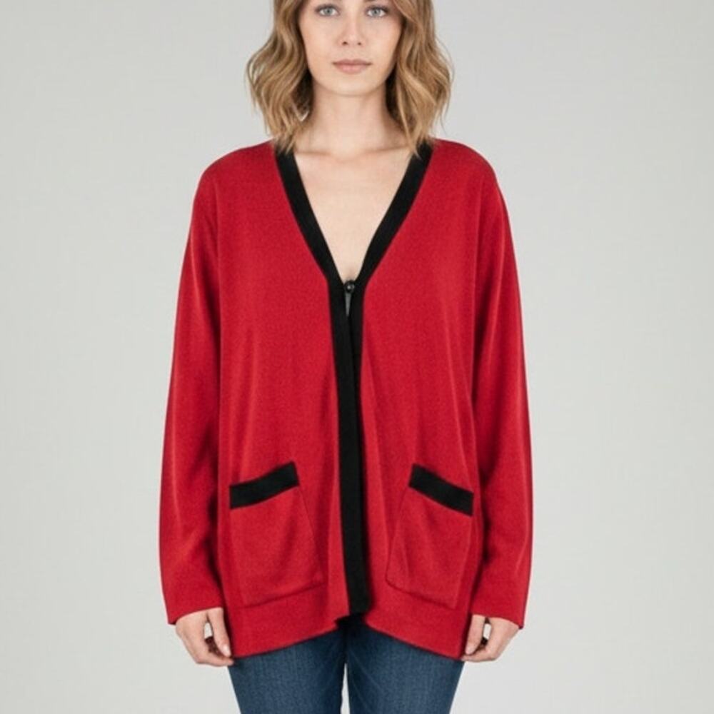 Exclusively MISOOK Red Cardigan Jacket in acrylic size 3X